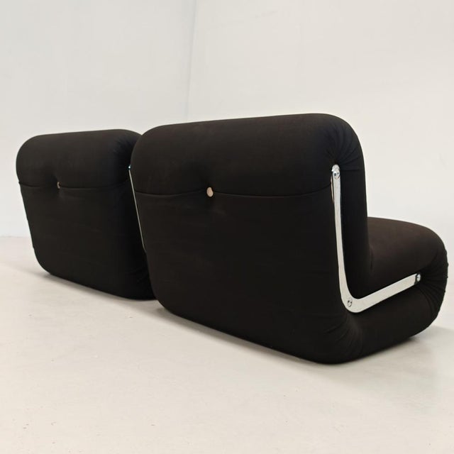 Boomerang Armchairs in Black Stretch Fabric by Rodolfo Bonetto for Flexform, 1970s, Set of 2 For Sale - Image 11 of 18