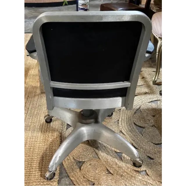 Mid Century Steel and Leather Swivel Desk Chair Signed Emeco For Sale In New York - Image 6 of 9