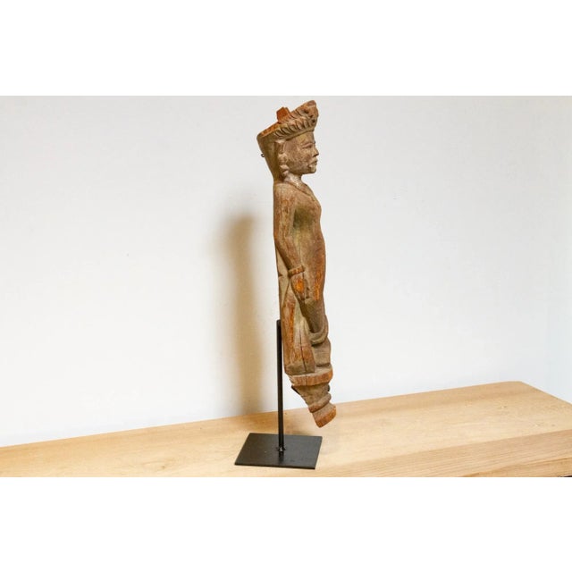 Wood 1800's Indian Celestial Musician Figure For Sale - Image 7 of 10
