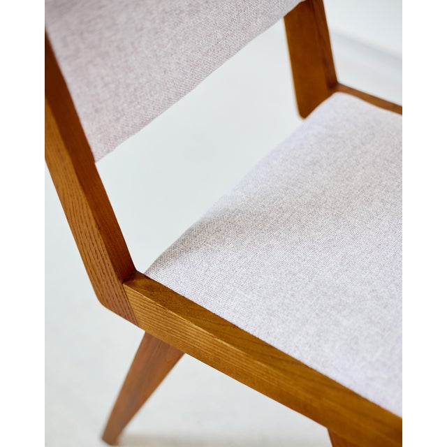 Mid-Century Modern Vintage Wooden Chair with Grey Upholstery, 1970s For Sale - Image 3 of 5