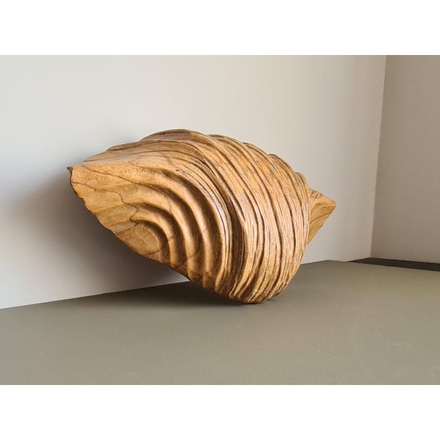 Vintage Handmade Carved Wooden Seashell Bowl, 1960s For Sale - Image 3 of 13