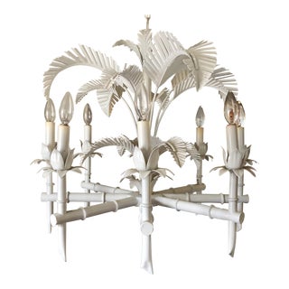 Vintage Tole Palm Chandelier For Sale