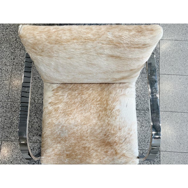 Bauhaus Style Cantilevered Steel Chairs in Pony Skin - A Pair For Sale - Image 9 of 15
