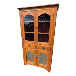 Antique Oak Flat Wall Pie Safe Cupboard W Pierced Tin Panel Bottom 1900s 1 Piece For Sale