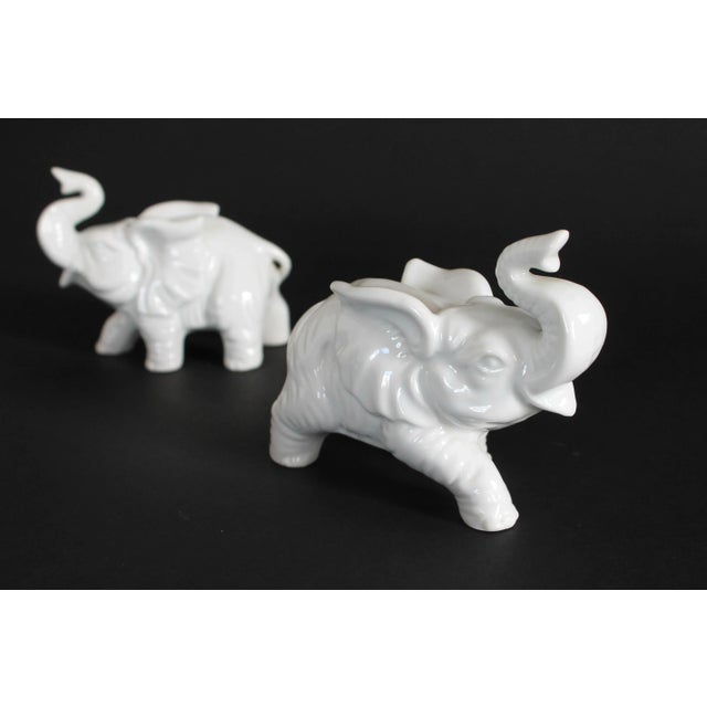 Pair of Vintage Ceramic Decorative Elephant Figurines For Sale - Image 4 of 7