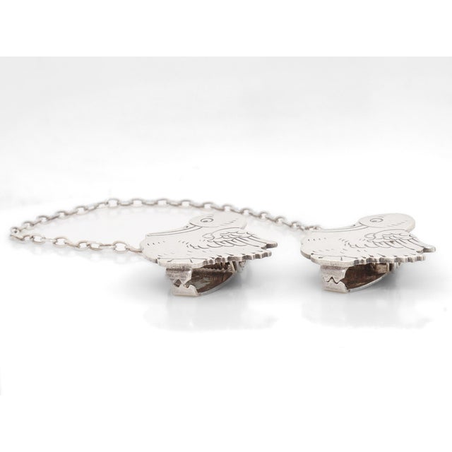 Antique Edwardian Webster Sterling Silver Figural Duck Child's Bib Holder - a Pair For Sale - Image 12 of 14