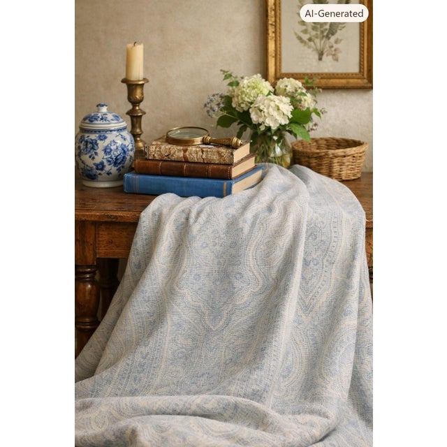 Ralph Lauren Ralph Lauren Paisley Linen Fabric – 5.5 Yds X 54” - Priced Under $96 Per Yd! Traditional, Grandmillennial, Coastal, & Cottagecore Interiors- See Pics! For Sale - Image 4 of 8