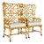 Pair of Vintage Coastal Faux Bamboo Rattan Lattice Armchairs by French Heritage For Sale