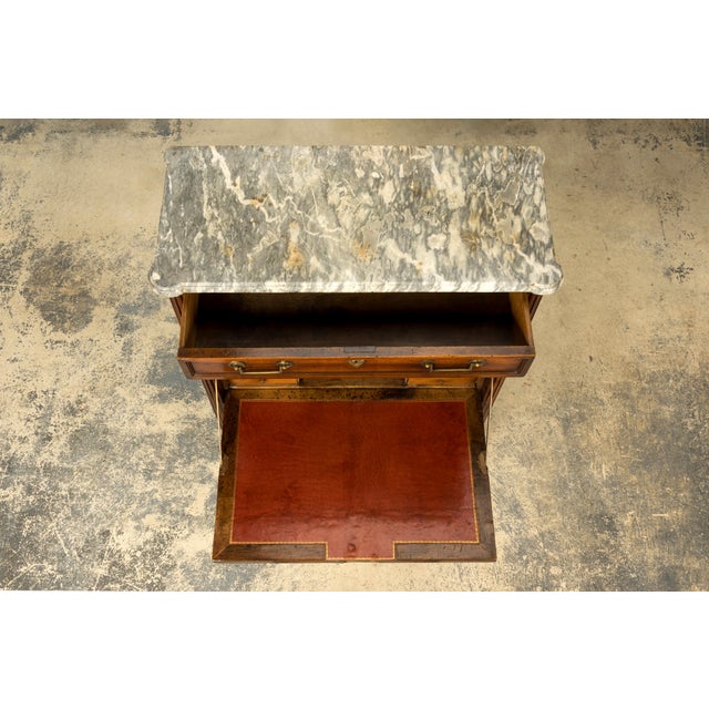 Late 18th Century French Louis XVI Walnut Secretary Desk With Marble Top For Sale - Image 4 of 18