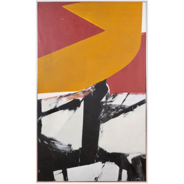 Budd Hopkins, Large Budd Hopkins Modernist Hard Edged Abstract Expressionist Oil Painting 1965 For Sale - Image 9 of 18