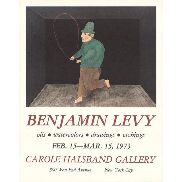 Mid-Century Modern 1973 Benjamin Levy 'Carole Hasband Gallery' Vintage Brown,Green USA Offset Lithograph For Sale - Image 3 of 3