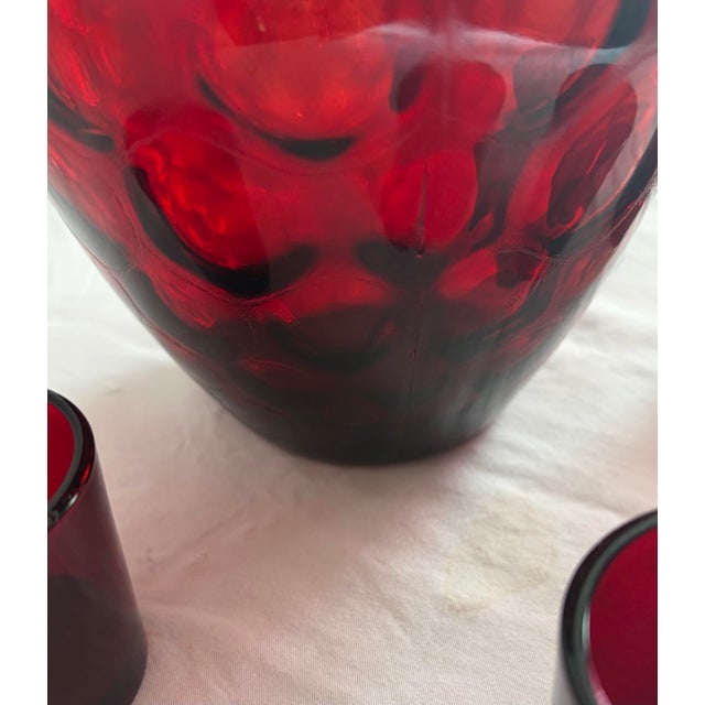 American Wheaton Co. 1970 Honeycomb Decanter & 6 Anchor Hocking Shot Glasses For Sale - Image 3 of 12