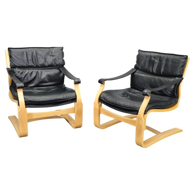 Leather Lounge Chairs attributed to Åke Fribytter for Nelo Kroken, 1960s, Set of 2 For Sale - Image 18 of 18