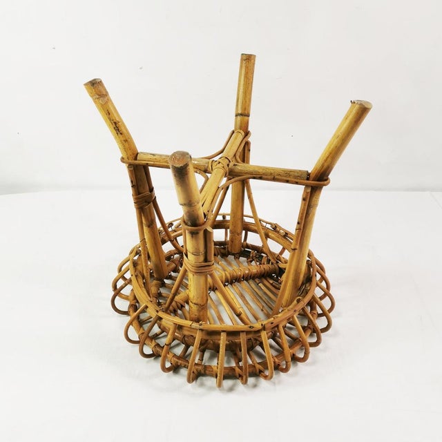 Rattan and Bamboo Stool by Franco Albini, Italy, 1960s For Sale - Image 10 of 12