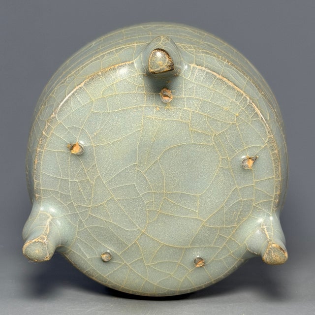 Antique Chinese Longquan Celadon Tripod Censer For Sale - Image 9 of 9