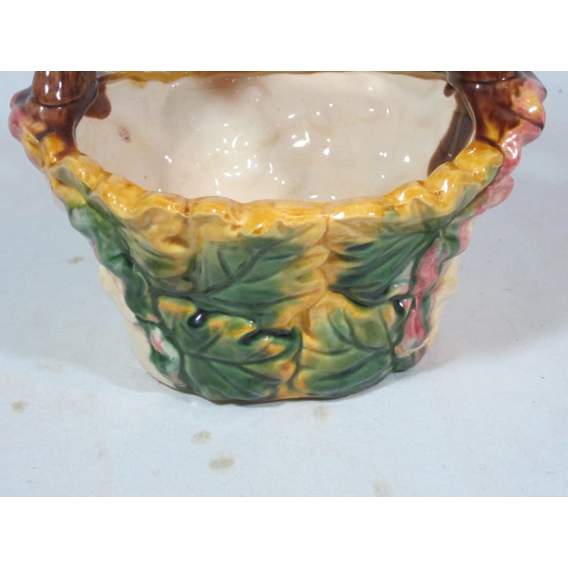 1950s Vintage Majolica Pansy Basket For Sale - Image 5 of 9