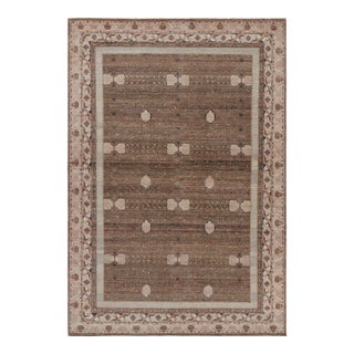 Rug & Kilim’s Oversized Block Print Rug in Beige-Brown, with Geometric Patterns - 13x19 For Sale