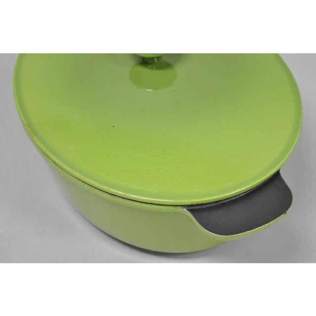 Late 20th Century Vintage Cast Iron Dutch Oven Made in France 20538 Green Casserole Pot W/ Lid For Sale - Image 5 of 15