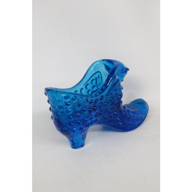 Fenton Art Glass Company Fenton Blue Hobnail Cat Head Victorian Glass Slipper Shoe Figurine 4686b For Sale - Image 4 of 14