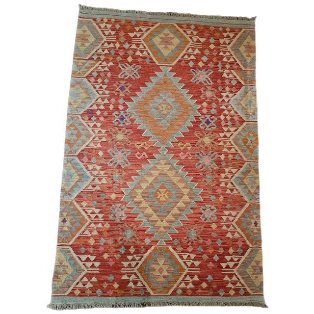 Wool Kilim Rug with Traditional Geometric Patterns For Sale - Image 6 of 11