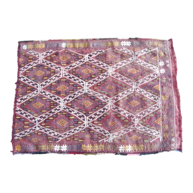 Vintage Zig Zag Turkish Cicim Kilim Rug 1′12″ × 2′7″ For Sale