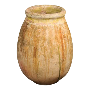 Large Size French Provincial 19th Century Glazed Terracotta Biot Olive Oil Jar