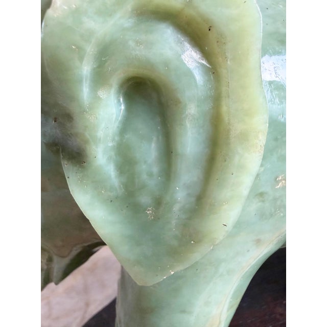 Antique Chinese Heavy Jadeite Jade Elephant Pair W/ Custom Stands 1920 For Sale - Image 10 of 11