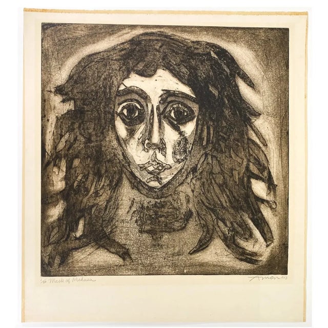 Irving Amen 1963 Irving Amen Mask of Medusa Etching For Sale - Image 4 of 5