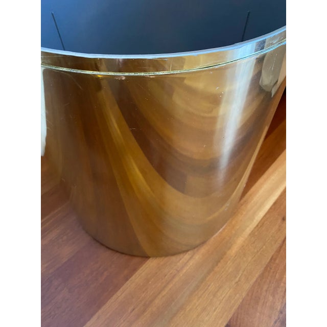Habitat 1970s Paul Mayen for Habitat Architectural Supplements Mirrored Gold Drum Cylinder Planter For Sale - Image 4 of 8