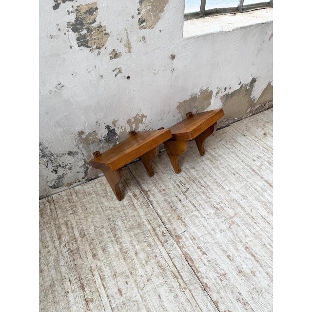 1950s Modernist Constructivist Wall-Mounted Bedside Tables, 1950s, Set of 2 For Sale - Image 5 of 18