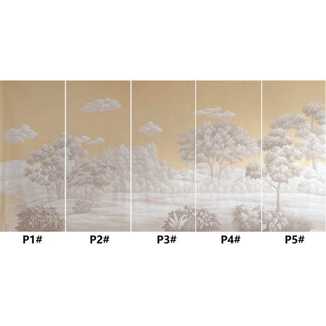 1: Commodity: Hand-painted Retro Warm Gold Wilderness Landscape Wall Mural 2: Handicrafts: 100% handmade and hand-painted....