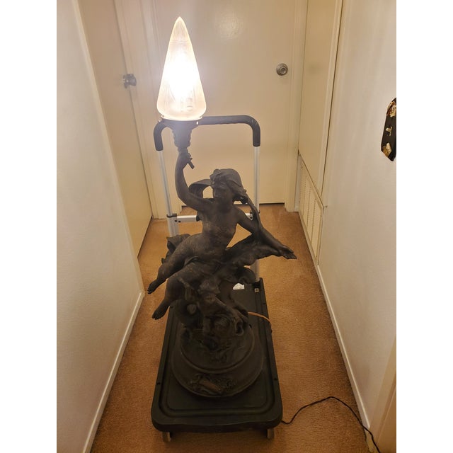 Gray Late 19th Century Art Nouveau Lamp "Brise De Mer" - "Sea Breeze" in French Jean- Baptiste Germain Dec 28, 1841-1Sep 23, 910 French. Academic Sculptor For Sale - Image 8 of 8