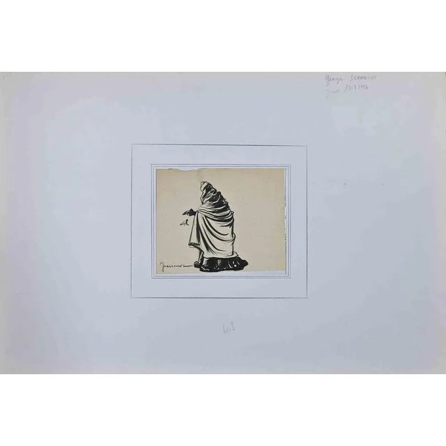 Figure is an Original china ink drawing realized by Georges Jeanniot (1848-1934). Hand-Signed by the artist on the lower...