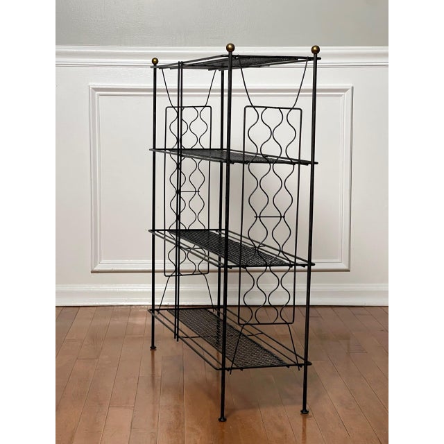 1960s Tony Paul Style Vintage Mid-Century Modern Metal Etagere With Brass Ball Finials, 1960s For Sale - Image 5 of 14