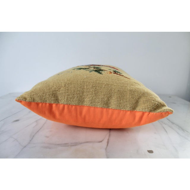 Mid 20th Century Vintage Needlepoint Accent Pillow With Bird Motif For Sale - Image 5 of 9