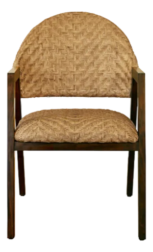 Matthew Izzo Home Walter Round Back Woven Rattan Dining Chair With Dark Wood Frame
