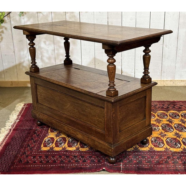 1930s English Oak Storage Bench, 1930s For Sale - Image 5 of 16