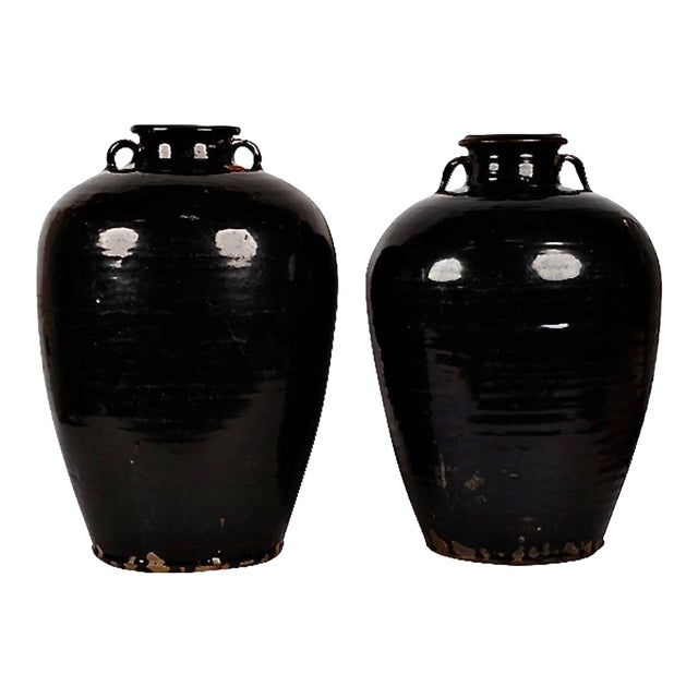 Antique Large Chinese Stoneware Jar For Sale