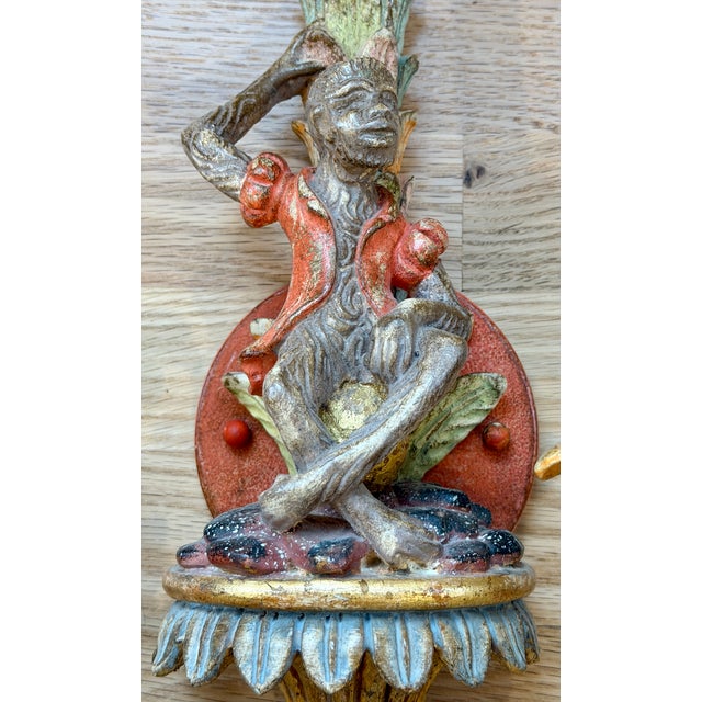 Set of 2 wood carved monkey sconces made in Italy circa 1980. They are in excellent condition. They coordinate with a...
