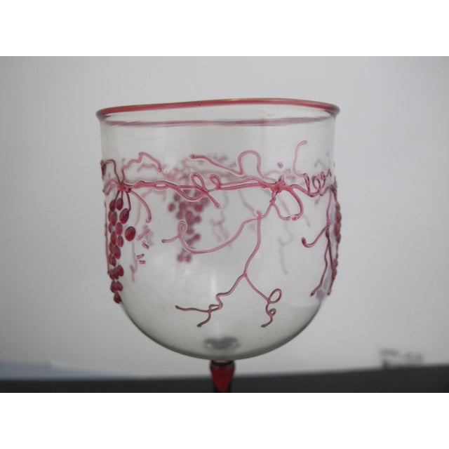 Theresienthal Clear Crystal Bohemian Ruby Grape Vine Cordial Wine Glass Set of 3 For Sale - Image 4 of 9