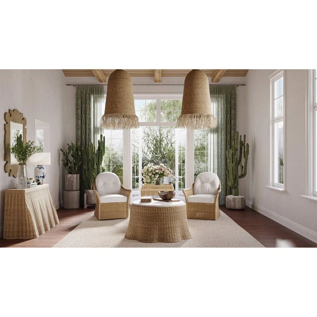 Coastal Rattan Scalloped Side Table For Sale - Image 10 of 10