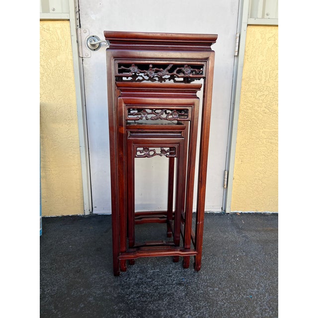 Vintage Handcarved Chinese Pedestal /Plant Stands -3 For Sale - Image 4 of 5