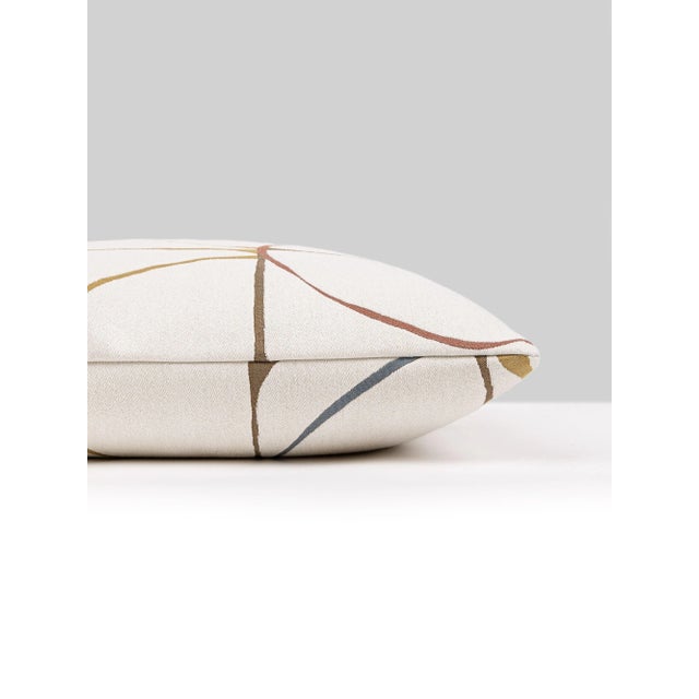 This graphic, yet finely-drawn geometric fabric gives large-scale upholstery abstract appeal in 4 paintbox-like colorways....