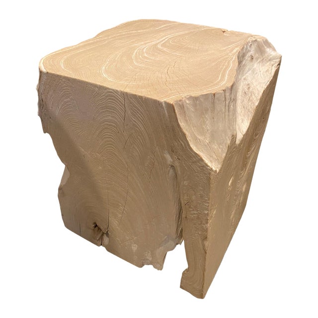 2010s Andrianna Shamaris Minimalist Bleached Teak Wood Side Table For Sale - Image 5 of 18