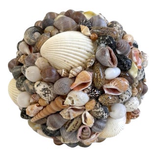 Vintage Coastal Multicolored Sea Shell Decorative Ball Sphere For Sale