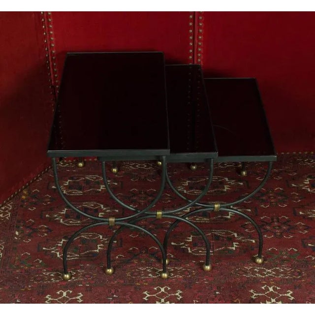 Mid-Century French Nesting Tables in the Style of Jean Royère - Set of 3 For Sale - Image 9 of 11