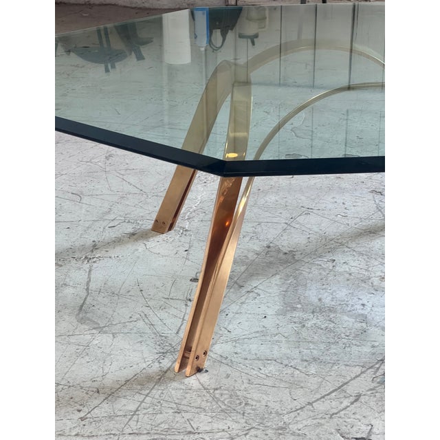 Vintage Brass and Octagonal Glass Coffee Table by Roger Sprunger for Dunbar For Sale In Phoenix - Image 6 of 9