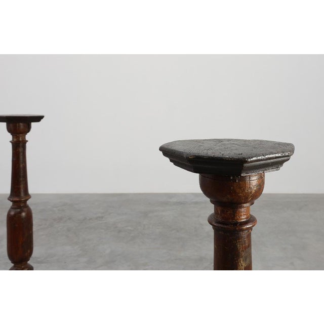 Antique French Turned Church Pedestals, 1700s, Set of 2 For Sale - Image 5 of 12