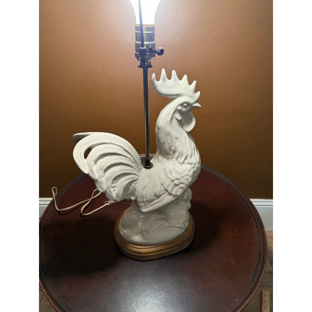 Vintage Mid-Century French Porcelain Rooster Table Lamp For Sale - Image 11 of 15
