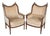 Pair of Antique French Louis XVI Bergère Chairs, Walnut Carved Frames With Down Cushions, Turn of the Century For Sale